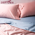 High Quality Hotel Home Bedding Linen Supplier 100% Cotton60s Plain pink Bedding Set